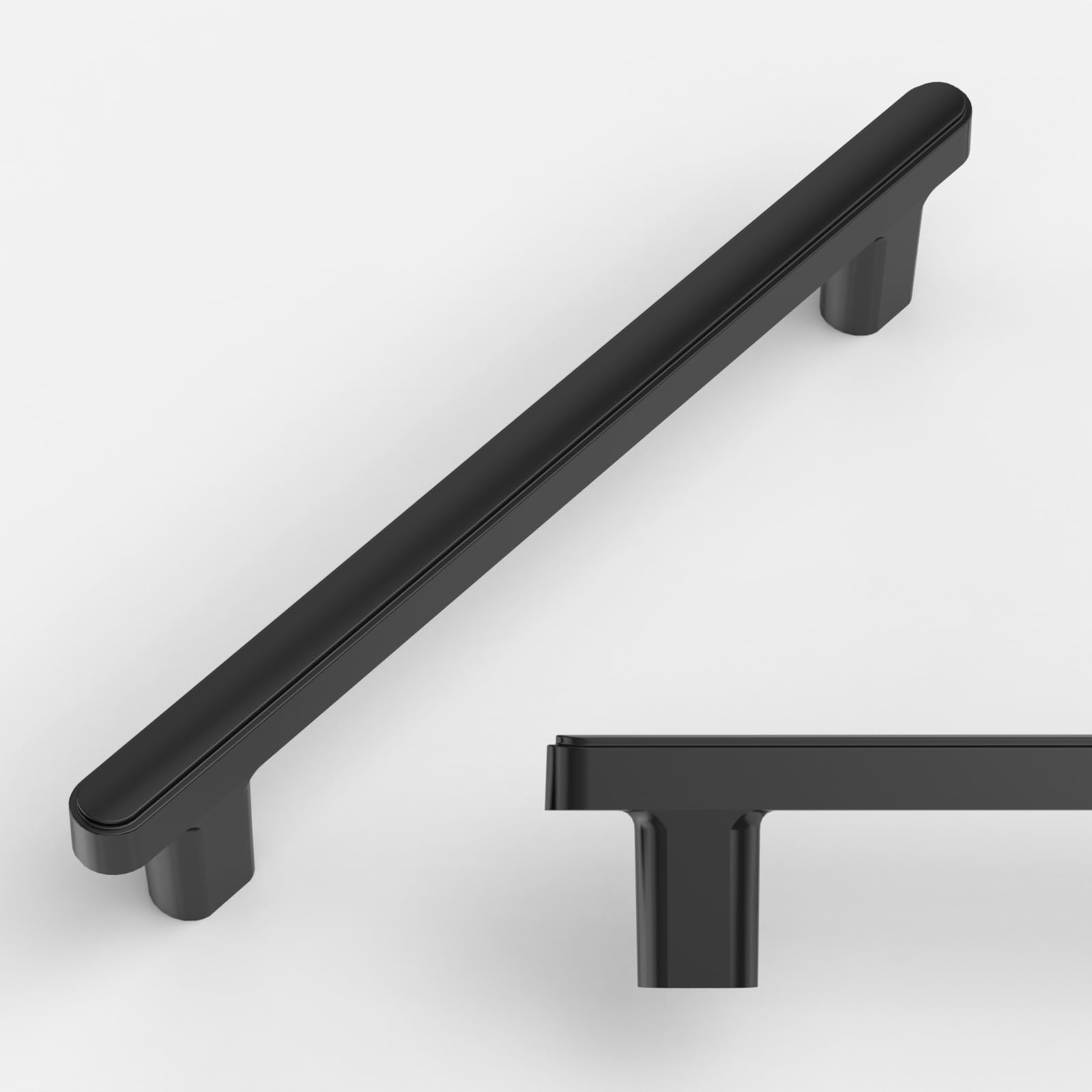 Photo 1 of Amerdeco 10 Pack Matte Black Cabinet Pulls 5 Inch(128mm) Hole Center Drawer Pulls Cabinet Hardware Kitchen Cabinet Handles for Bathroom Dresser Pulls ZH0065