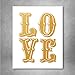 Gold Foil Art Print - Love Typography Gold Foil Design 8x10 inches