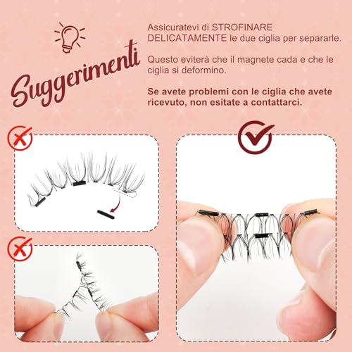 Higu Clace Ciglia Finte Magnetiche Con Applicatore, Non Richiedono Colla, Naturali E Realistiche, Facili Da Applicare E Rimuovere (Style-N8)