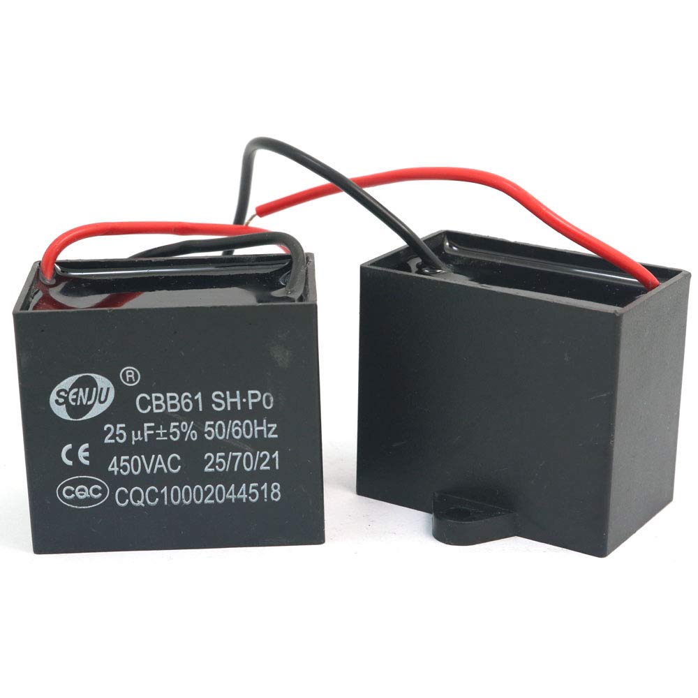 DollaTek 2Pcs CBB61 25uF 450V AC 50/60Hz Air Conditioner Fan Motor Running Capacitor