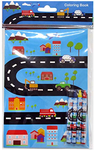 Transportation Vehicles Trains and Construction Coloring Book Set with Crayons Party Favor, 12 Pack - Thumbnail 3