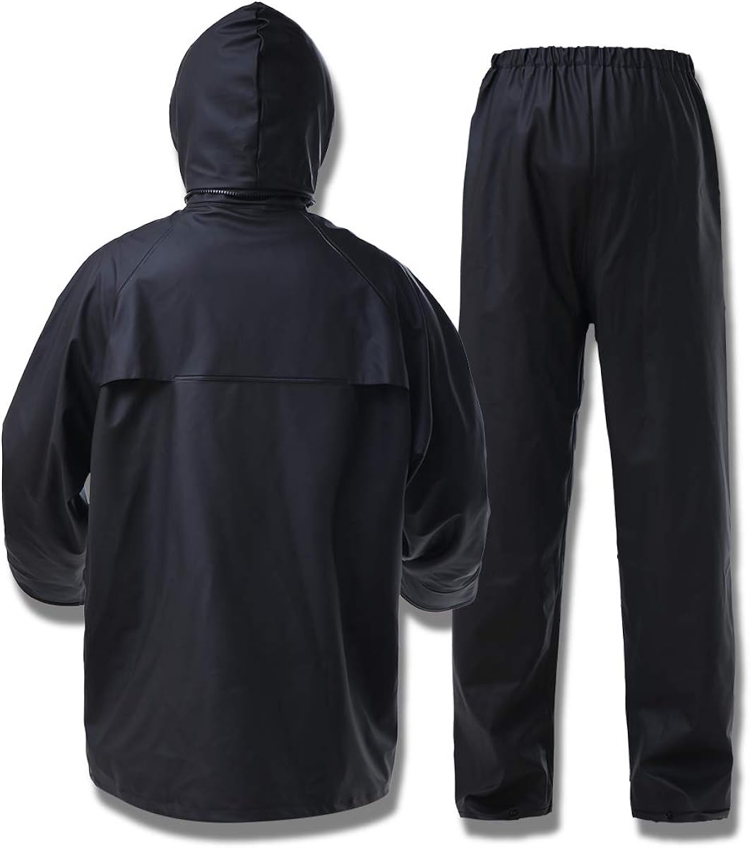 Rain Suits for Men Women Waterproof Heavy Duty Raincoat Fishing Rain Gear Jacket and Pants Hideaway Hood: Clothing