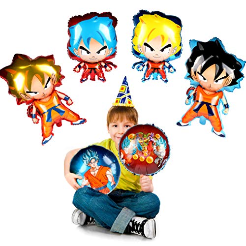 PANTIDE 10Pcs Dragon Ball Z Balloons, Double Sided DBZ Super Saiyan Goku Gohan Character Party Decorations, Birthday Celebration Foil Balloon Set, Dragon Ball Z Birthday Party Supplies Party Favors - Thumbnail 4