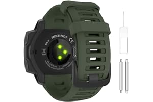 MoKo Watch Strap Compatible with Garmin Instinct Esports/Solar/Tactical/Tide Military Watch,Soft Silicone Adjustable Replacem