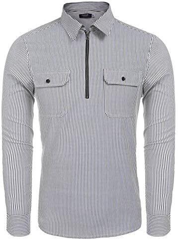 Hasuit Men's Regular Fit Long Sleeve Printed Dot Stretch Smart Casual Dress Shirt
