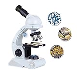 AMSCOPE-KIDS Microscope for Kids Science Kit Beginner's Microscope Kit with LED 80X 200x and 450x Magnification Kids Science Toy Educational Toy Birthday Gift Blue/White