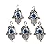 MEIBEADS 20pcs/Bag 13 * 19mm Hamsa Evil Eye Bead for Snake Chain Charm for Bracelet jewelay Making(Blue and Silver)