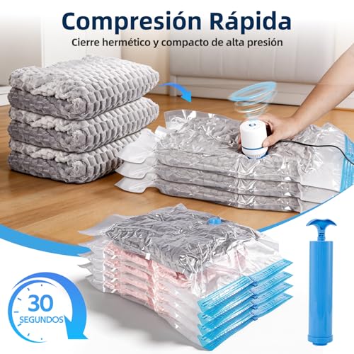 16 Piezas 60x40 cm Bolsas de Almacenamiento de Vacío con Bomba Eléctrica,Bolsas al vacio ropa viaje,80% de Ahorro de Espacio,Compresión rápida en 30s, Reutilizables, Almacenar Edredones,Cobertores