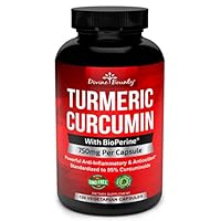 Turmeric Curcumin with BioPerine Black Pepper Extract - 750mg per Capsule, 120 Veg. Capsules - GMO Free Tumeric, Standardized to 95% Curcuminoids for Maximum Potency