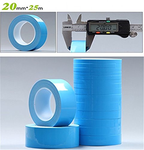 AIYUNNI 20mm x 25M x 0.15mm Thermal Adhesive Tape High Performance Thermal Double Side Tapes Cooling Pad Apply to Heatsink LED IGBT IC Chip Computer CPU GPU Modules MOS Tube SSD Drives