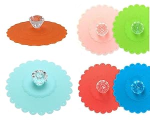 Akak Store 6 PCS New Cute Anti-dust Silicone Glass Cup Cover Coffee Mug Suction Seal Lid Cap