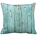 Turquoise Wood Teal Barn Wood Weathered Beach Polyester Pillow Cover 18 x 18 Inches