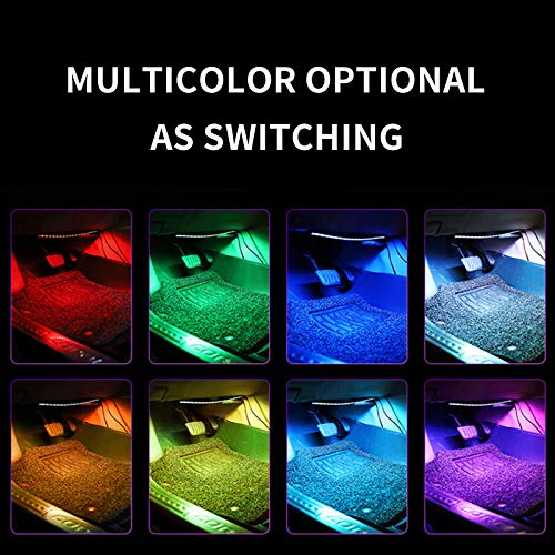Auto LED Innenbeleuchtung , Mehrfarbige RGB Auto Atmosphärenlicht mit APP ,4pcs Streifen mit 48Led ,Wasserdicht ,Auto Fußraum Beleuchtungsstreifen Kit mit Zigarettenanzünder DC 12V