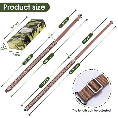 Soma Gun Sling Rifle Sling Paracord 550lb 2 Point Adjustable Strap for Tactical Rifle or Shotgun 4 Colors