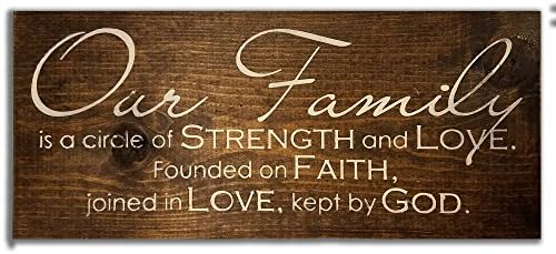eThought Inspirational Sign - Our Family Is A Circle of Strength and Love, Founded on Faith, Joined in Love, Kept by God