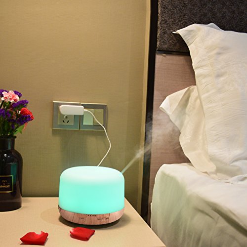 COSSCCI Aromatherapy Essential Oil Diffuser Humidifier, 500ML Ultrasonic Cool Air Mist Humidifier with Auto Shut-Off, Timers Setting for Baby Bedroom Home Office (Yellow) - Thumbnail 3