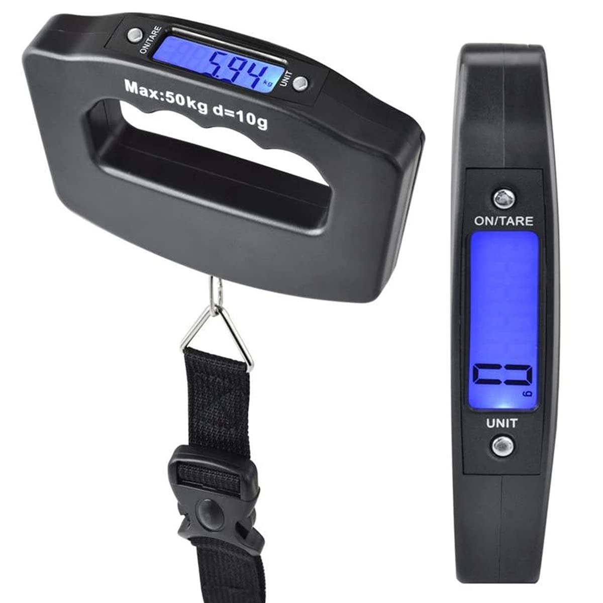 Digital Luggage Scales, 50kg/110lb Electronic Hanging Scales, Portable Digital Luggage Scale with Backlight Digital Display Travel, Handheld Style Suitcase Scales with Hook for Travel Outdoor Home Use
