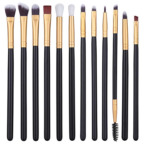 12Pcs Eye Makeup Brushes, Professional Eye Brush Set for Shading or Blending of Eyeshadow Crease Powder Eyebrow Eyeliner Highlighter Brush Essential Concealer Cosmetics Brush Tool