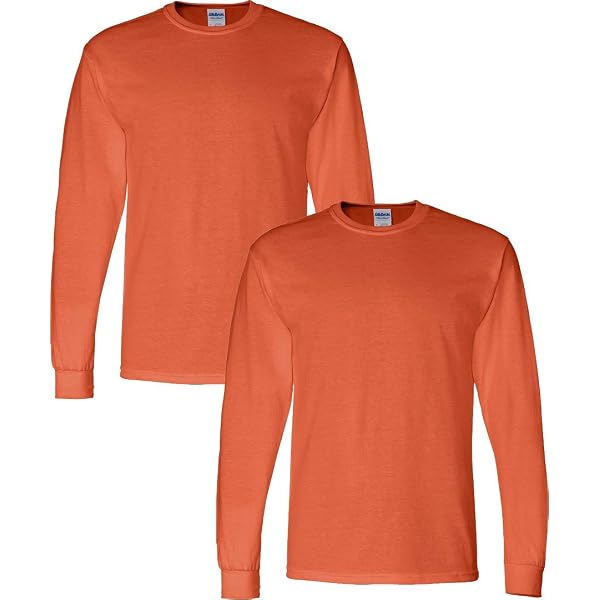 Gildan Men's Ultra Cotton Long Sleeve T-Shirt 2-Pack - Chocolate & Texas Orange, X-Large