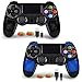 2 Pack PS4 Controller - OUBANG Wireless Remote Joystick for Playstation 4（Black elf+Sapphire ）