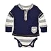 Burt's Bees Baby Baby Boys' Organic Henley 2-fer Bodysuit, Starry Night Stripe, 18 Months
