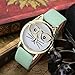 Top Plaza Fashion Women's Platinum Plated Mini Cat Glasses Analog Quartz Watch, PU Leather Strap Gold Tone - Mint Green
