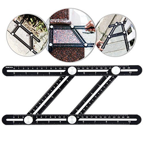Universal Angularizer Ruler, Tengyes Angle Template Tool - Full Metal Multi Angle Measuring Ruler Angleizer Template Tool - Upgraded Aluminum Alloy Multi Functional Ruler