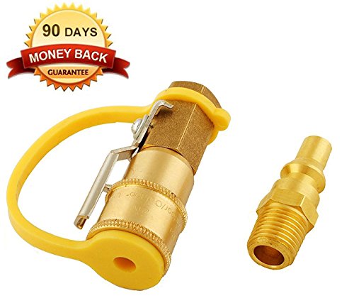 Wadoy RV Propane Quick Connect Adapter Kit Natural Gas 1/4 Shutoff Valve & Male Full Flow Plug