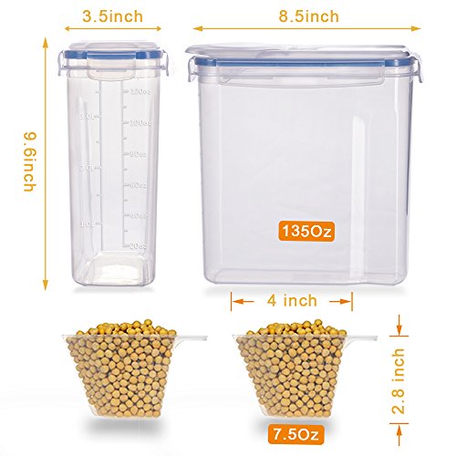 Larger 4L/135.2OZ Airtight Food Storage Containers-4 Pack, Mokaloo Leakproof Seal Lids Large Food Storage Containers in Bpa-Free Plastic, Suitable for Cereal, Flour, Sugar & More -With 16 pcs Chalkboa