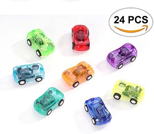 24pcs/lot Mini Transparent Pull Back Cars Model Set for Kids and Toddlers,Plastic Pull Back Diecast Car Toys for Party Favor Giveaway