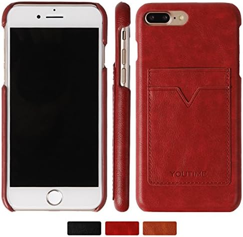 iPhone 7 Plus Case/ iPhone 8 Plus Case, YOUTIME Soft Leather Case with 2 Card Slots for ID/bank cards, Ultra Slim Genuine Leather Case Back Cover as accessory [Screen Protector Included]