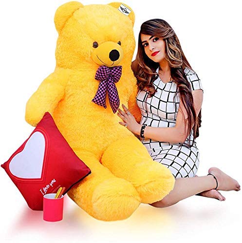 Soft Toys Long Soft Lovable hugable Cute Giant Life Size Teddy Bear 3 Feet 90 cm Yellow
