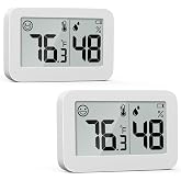 DOOMAY Mini Hygrometer Indoor Thermometer Digital Humidity Monitor 2-Pack | Monitor room temperature and humidity in bedrooms, offices, closets, basements and other indoor spaces