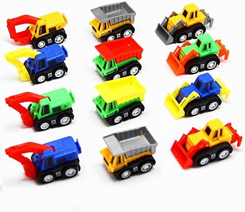 AOSILEY 12 Pack Pull Back Vehicles, Assorted Construction Vehicles Dump Truck Toys for Toddlers Boys, Pull Back And Go Mini Car Kids Toy Play Set