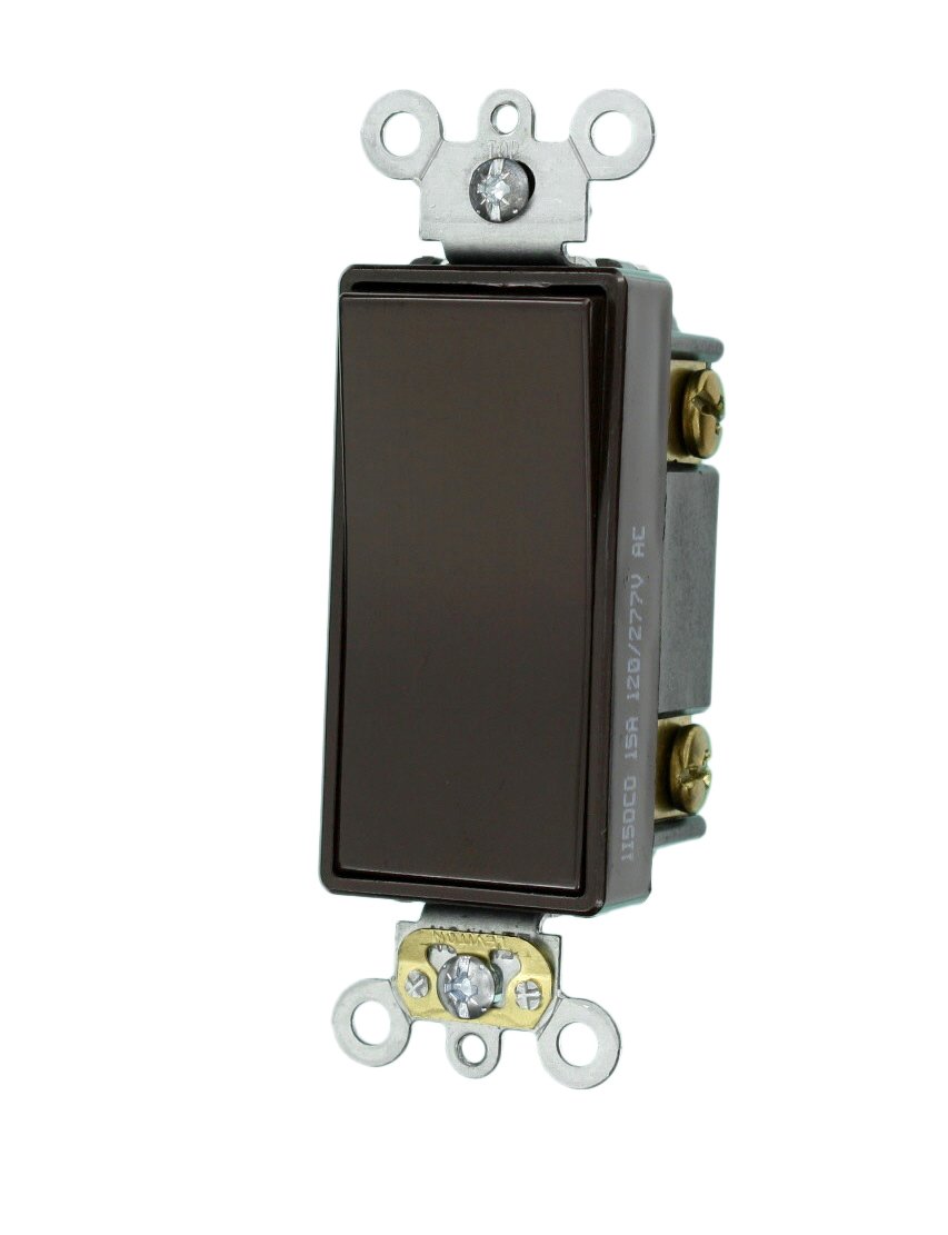 Photo 1 of Leviton 15-Amp 120/277-Volt Decora Plus Rocker 3-Way AC Quiet Switch, 5693-2, Brown