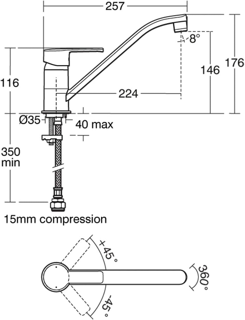 Ideal Standard Calista Single Lever Kitchen Sink Mixer, Chrome, Tall Spout - Image 4