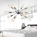 Unitary Brand Silvery Metal Farmhouse Chandelier for Kitchen Island with 12 E26 Bulb Sockets, Industrial Hanging Lights, Dining Room Pendant Light Fixture