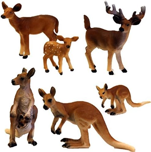 Migration, Set of 2 Safari Families, 3 Deer &amp; 3 Kangaroos, Animal Figures by Migration