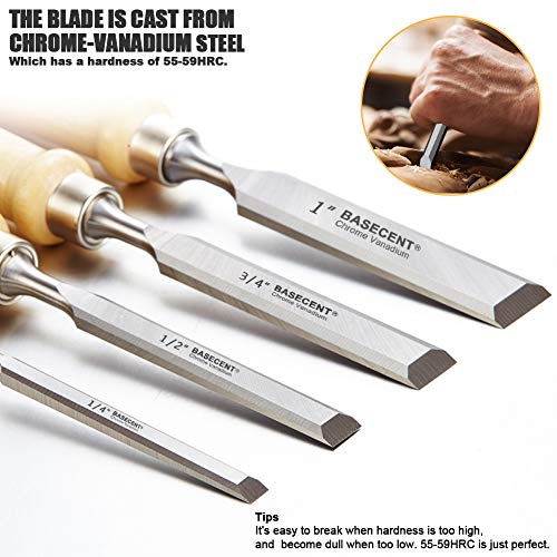 Wood Chisel Sets, Basecent CrV Professional Wood Chisels For Carpentry