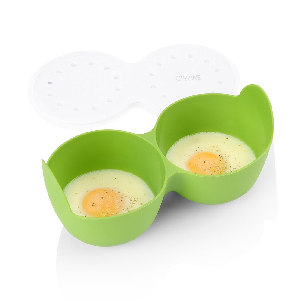 Egg Poacher, Cozzine Microwave Egg Poacher, NonStick Double Silicone