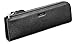 MEKU Pencil Case Genuine Leather Pen Case Stationery Bag Zipper Pouch Pencil Holder with 2 Slots Black
