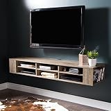 South Shore City Life Wall Mounted Media Console, 66", Weathered Oak