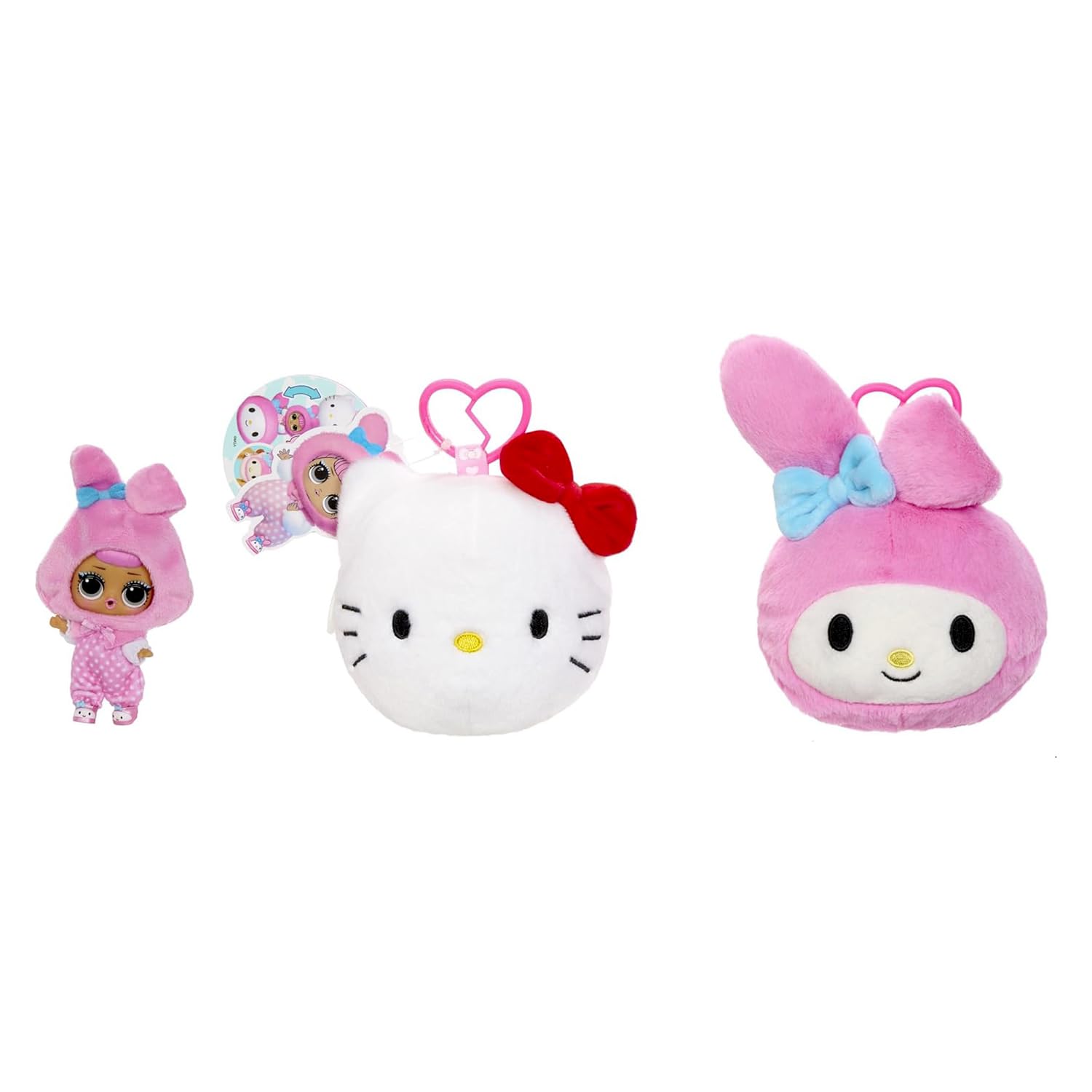L.O.L. Surprise! Loves Hello Kitty Reversible Plush Surprise - Plush Sanrio Characters with Matching L.O.L. Tot, 5 Surprises and On-the-Go Keychain, For Ages 4+ Years