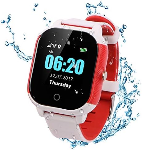 Autopmall Kids GPS Smart Watch activity tracker watch Waterproof IP67 Touch Screen Support SOS Call Voice Chatting Anti-lost Activity Tracker For Boys Girls (Red and White)