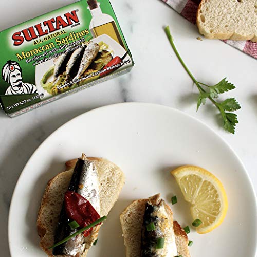 Sultan Moroccan Season Sardines in Olive Oil, 100 AllNatural, High