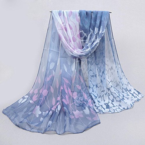 Zomup Women Lightweight Floral Printed Silk Soft Silk Chiffon Shawl Wrap Shawl Scarf Fall Winter Scarves (Dark Gray)