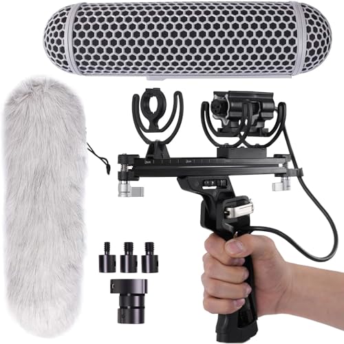DF DIGITALFOTO Upgraded Mic Windshield with Quick Release and Deadcat, Windshield Protection with Shock Suspension System, XLR Cable, Compatible with Rode NTG1/2/3/4/5,MKE600