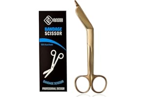 Bandage Scissors Stainless Steel First Aid Utility First Aid Lister Bandage Scissors Dressing Student Nurse (Gold, 16.5 cm)