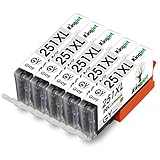 Kingjet CLI-251XL Gray Ink Tank Replacement 5 Pack Compatible with PIXMA MG6320 MG7120 MG7520 IP8720 All-In-One Printer (5x GY)