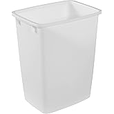 Rubbermaid Small Kitchen Bathroom Trash Can, 9 Gallons, White, Waste Basket for Under Counter/Kitchen/Office/Bedroom/Bathroom